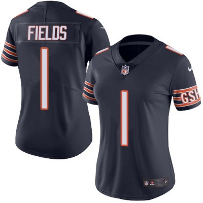 Nike Chicago Bears #1 Justin Fields Navy Blue Team Color Women's Stitched NFL Vapor Untouchable Limited Jersey